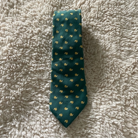 Hermes 100% Silk Tie 7207 UA Snails Green France Designer Luxury Wedding Career - Picture 2 of 5